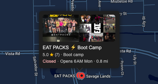EAT PACKS Boot Camp - 3601 Preston, G, Pasadena TX